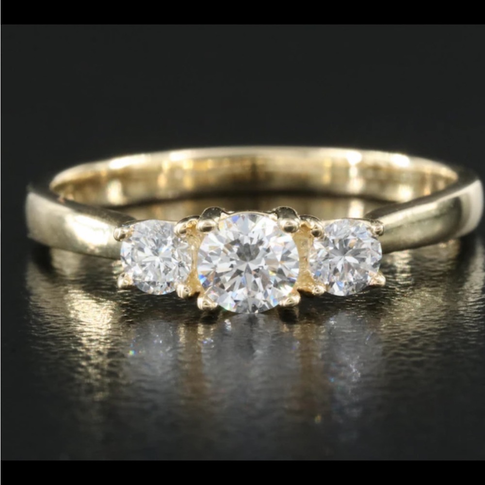 14k .50 Carat Three Stone Laboratory Fab Diamond Ring Simply Gorgeous Size 7